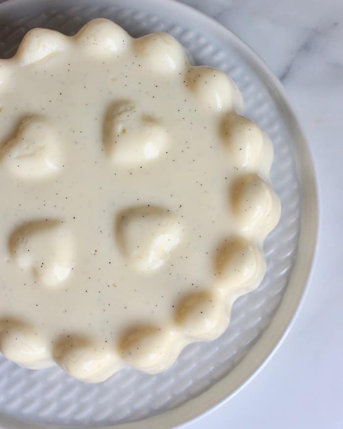 Vanille pudding met echte vanille op een schotel