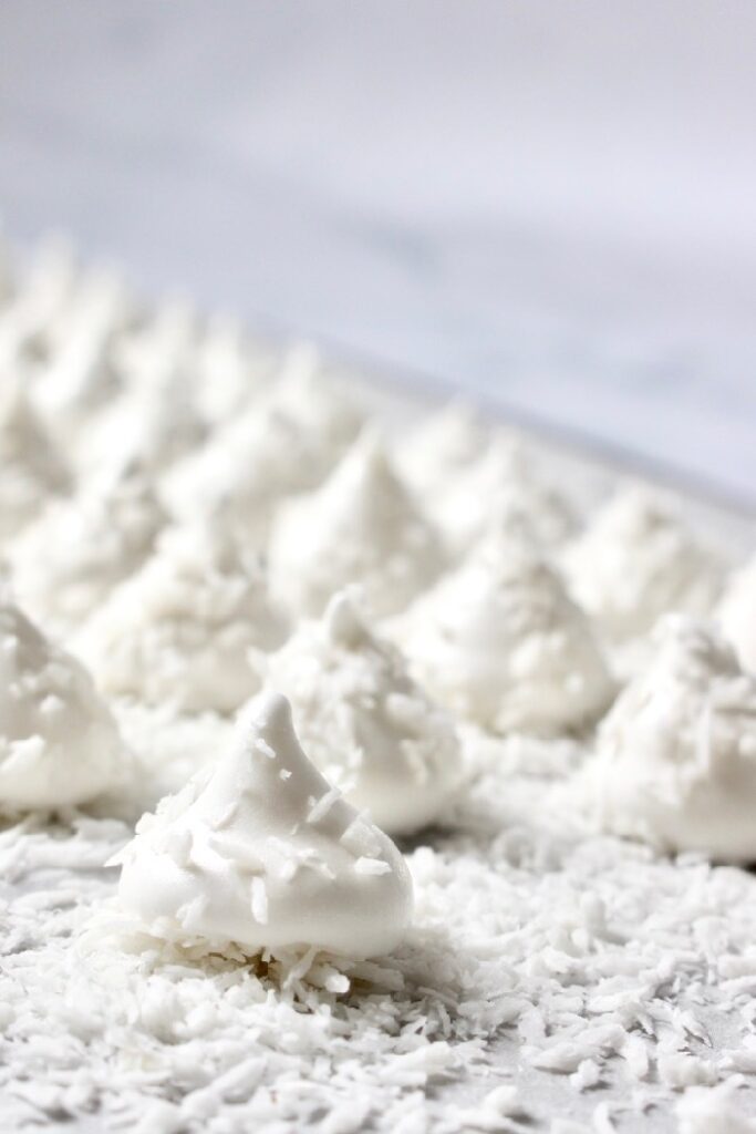 marshmallow decoraties maken (knoop), dopjes met kokos